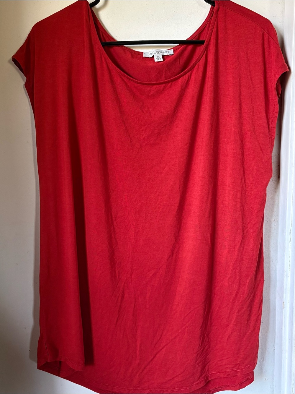 Green Envelope Red Cap Sleeve Tunic Top